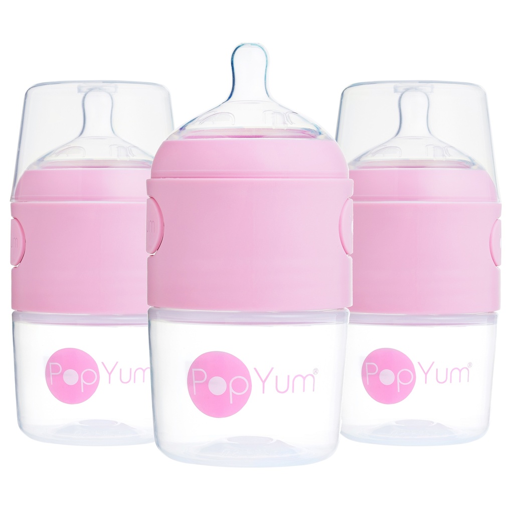PopYum Anti-Colic Formula Making Baby Bottle, 3-pack, 5 oz/150ml (Purple)